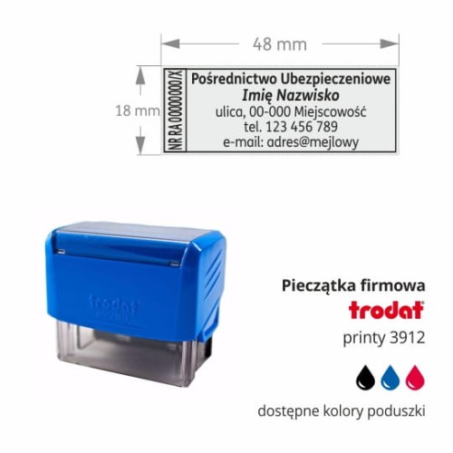pieczątka firmowa trodat 3912 odbicie czarne