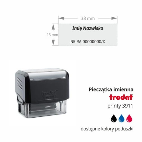 pieczątka imienna trodat 3911 odbicie czarne